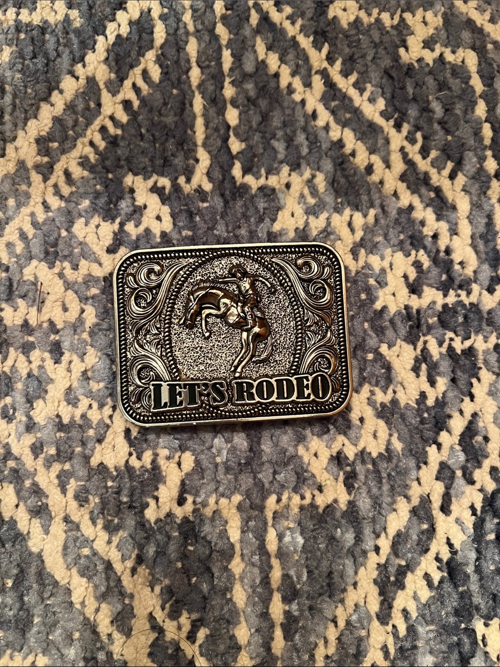 LET'S RODEO Silver Western-Style Kids Belt Buckle